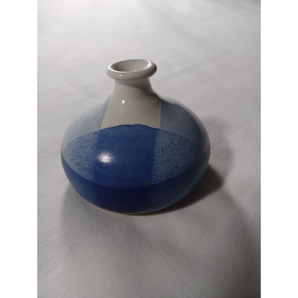 Handmade Other - Vintage Jill Becquet Studio Pottery Bud Vase Blue White Signed 1998 Art Ceramic